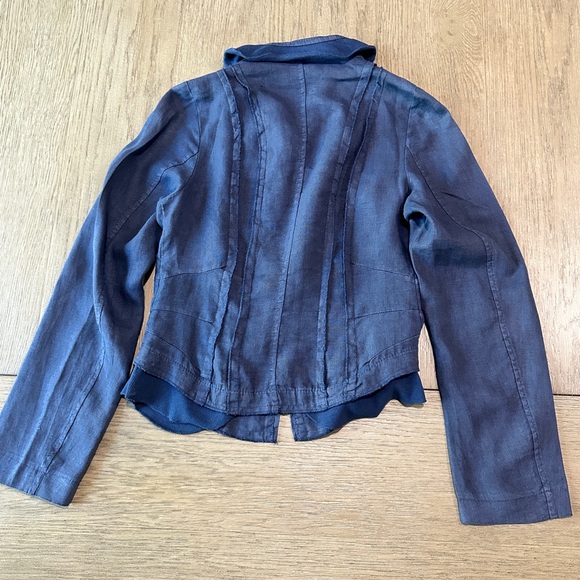 ONZ made in Italy 100% Linen Blazer Size Small Navy - Picture 8 of 10